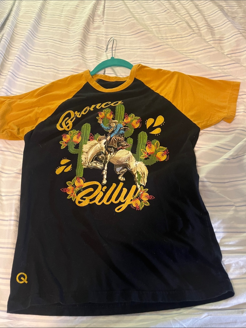 Rodeo Quincy Bronco Billy Raglan Graphic Tee - Black & Mustard